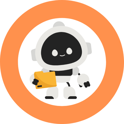 A cute AI robot icon holding a tablet, representing a synthetic user persona.