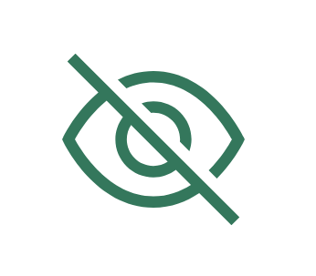 A green icon of an eye with a slash through it, symbolizing how users overlook or are "blind" to interface elements that designers believe are obvious.