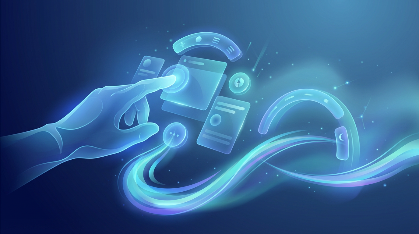 UX設計における意味の流れとユーザー体験を表現したインターフェース操作のイメージ