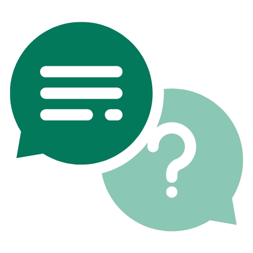 An icon showing two overlapping speech bubbles; one represents a statement or data, and the other contains a question mark, illustrating the shift in UX research from collecting information to asking the right questions.