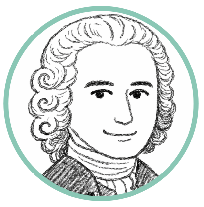 にこやかに微笑む哲学者ルソーのスケッチ風イラスト。ユーザーの自ら学ぶ力を信じるという、記事の温かいメッセージを表現しています。